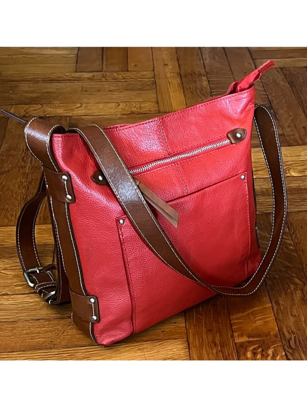 Nino Bossi Red Leather Shoulder Bag